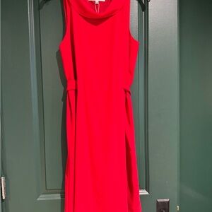 Trina Turk Red Sheath Midi Dress Cowl Neck Sleeveless